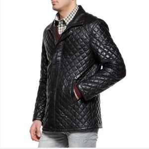 DGC quilted snap leather jacket